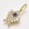 Brass Micro Pave Cubic Zirconia Pendants ZIRC-T006-67G-1