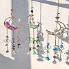 Natural Amethyst Chips Moon Pendant Decorations HJEW-FS00027-05-7