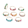 Round Natural Agate Beads Finger Rings RJEW-JR00805-2