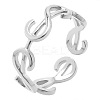 Simple 304 Stainless Steel Dollar Sign Opening Cuff Ring for Unisex ME9748-1-1