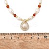 Brass Glass & Pearl Teardrop Pendant Necklaces NJEW-P325-01G-5
