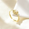 Brass Open Cuff Rings for Women RJEW-A061-02G-4