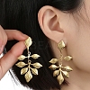 201 Stainless Steel Leaf Dangle Stud Earrings EJEW-D084-11G-2