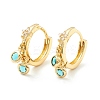 Star Cubic Zirconia Hoop Earrings with Flat Round Drop EJEW-P196-19G-06-1