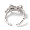 Bowknot Brass Micro Pave Clear Cubic Zirconia Open Cuff Rings for Women RJEW-C098-02P-3
