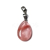 Synthetic Cherry Quartz Glass Pendant Decorations PALLOY-PH01401-06-1