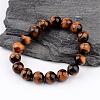 Natural Tiger Eye Round Beaded Stretch Bracelets BJEW-JB02271-03-1