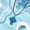 Transparent Electroplate Glass Pendant Necklaces NJEW-MZ00040-04-2