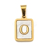 PVD Vacuum Plating 304 Stainless Steel Pave Natural White Shell Pendants STAS-S130-03G-O-1