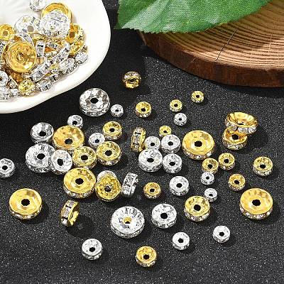 100Pcs 10 Styles Brass Rhinestone Beads RB-YW0001-17-1