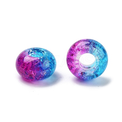 Two Tone Transparent Crackle Acrylic European Beads TACR-P009-B01-07-1