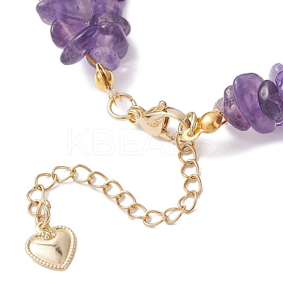 Natural Amethyst Chip Beaded Bracelets for Women BJEW-JB12306-01-1