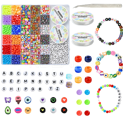 DIY Acrylic & Polymer Clay Beads Bracelets Jewelry Making Kits DIY-YW0010-79-1