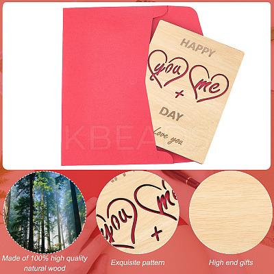 Valentine's Day Wooden Greeting Cards DIY-CP0011-91A-1