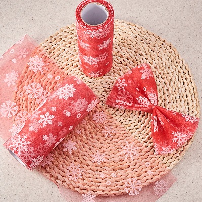 Snowflake Deco Mesh Ribbons OCOR-P010-G08-1