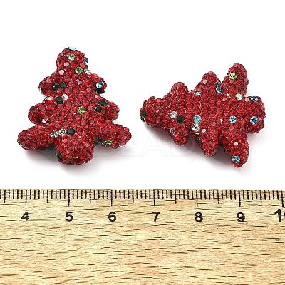 Christmas Tree Polymer Clay Rhinestone Beads CLAY-NH0001-14A-1