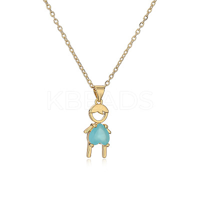 Boy Brass Pave Cubic Zirconia Pendant Necklaces FS-WGEF7B2-01-1
