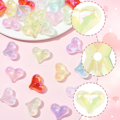 40Pcs UV Plating Rainbow Iridescent Transparent Acrylic Beads MACR-FS0002-19-1