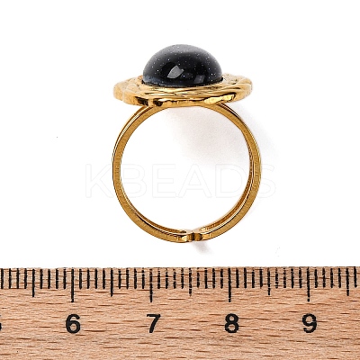 Oval Synthetic Blue Goldstone Finger Rings RJEW-M063-01G-15-1