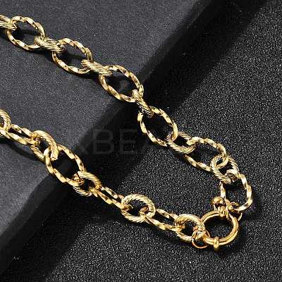 304 Stainless Steel Twisted Oval Link Chain Necklaces for Women NJEW-Z091-07G-1
