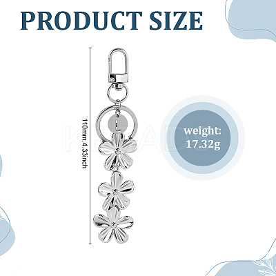304 Stainless Steel Flower Keychains KEYC-ME00016-02-1