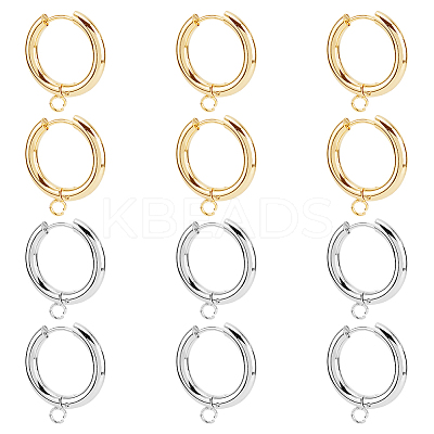12Pcs 2 Colors 201 Stainless Steel Huggie Hoop Earring Findings STAS-DC0015-45-1