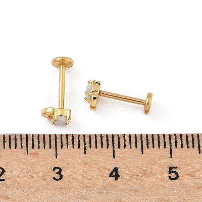 304 Stainless Steel Synthetic Opal Stud Earrings EJEW-B143-01G-03-1