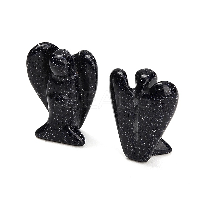 Synthetic Blue Goldstone Gemstone Carved Angle Figurines GG-CBA8396-A14-1