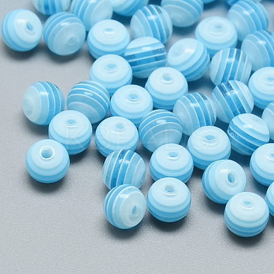 Transparent Stripe Resin Beads RESI-S345-8mm-04-1