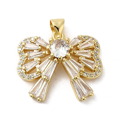 Rack Plating Brass Micro Pave Cubic Zirconia Pendants KK-P241-34G-1