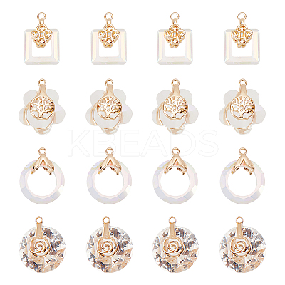 24Pcs 4 Style Electroplate Glass Pendants EGLA-SC0001-12-1