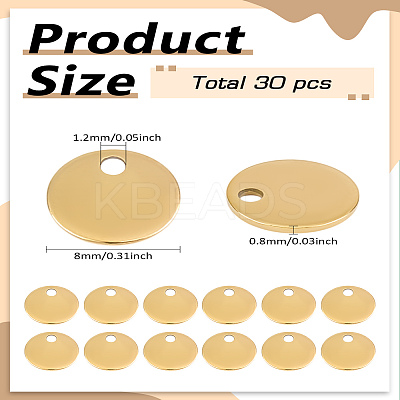 30Pcs 304 Stainless Steel Stamping Blank Tag Flat Round Charms STAS-LP0002-79-1