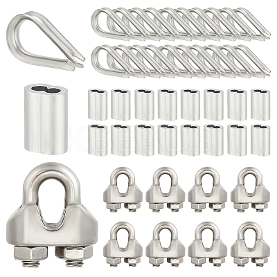 75Pcs 3 Style 304 Stainless Steel & Aluminum Wire Rope Cable Clip Clamp FIND-GA0003-11-1