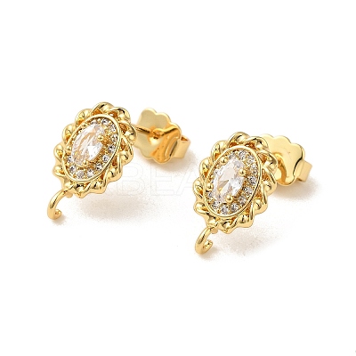 Rack Plating Brass Oval Stud Earrings Findings EJEW-H004-06G-1