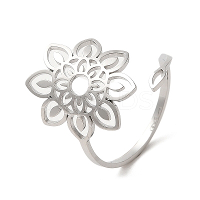 Non-Tarnish 304 Stainless Steel Open Cuff Ring RJEW-Z026-02P-1