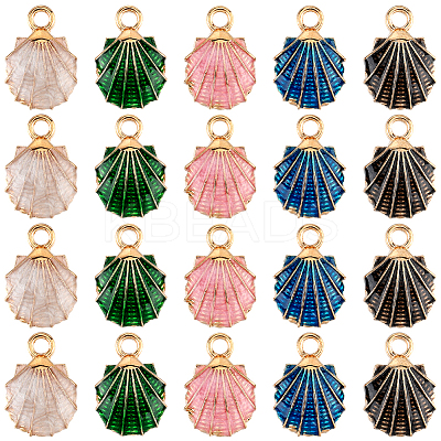 50Pcs 5 Colors Golden Plated Alloy Enamel Pendants FIND-SC0012-80-1