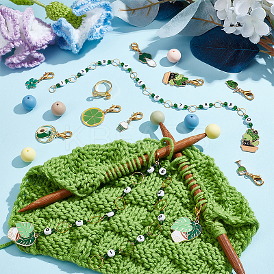 Green Plants Theme DIY Knitting Tool Sets HJEW-NB00149-1