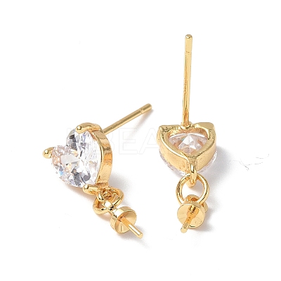 Brass Glass Rhinestone Stud Earrings Findings KK-B063-02G-01-1