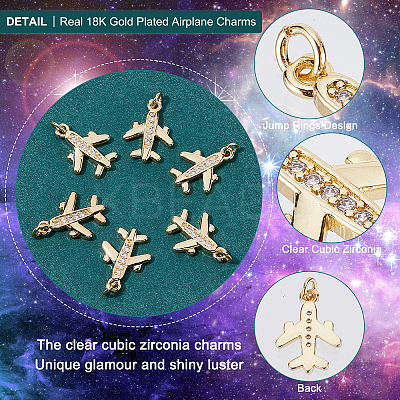10Pcs Brass Micro Pave Clear Cubic Zirconia Pendants ZIRC-BBC0001-27-1