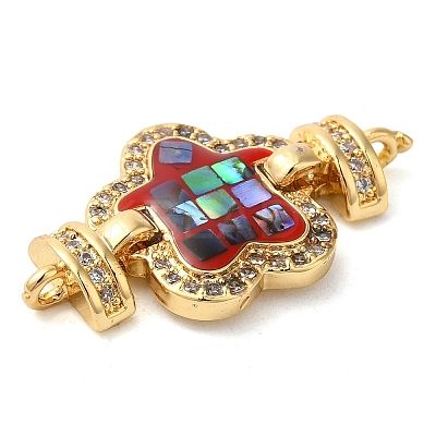 Rack Plating Brass Micro Pave Clear Cubic Zirconia Flower Links Connector Charms KK-K385-104G-01-1
