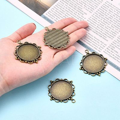 Vintage Tibetan Style Alloy Pendant Cabochon Settings TIBEP-M018-92AB-NF-1