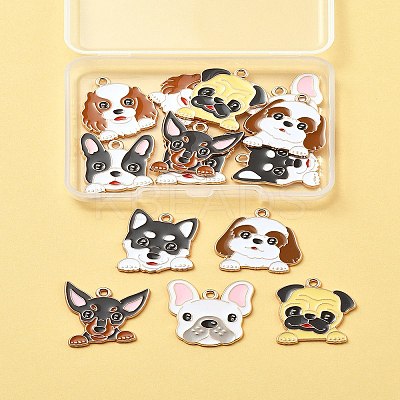 14Pcs 7 Styles Animal Puppy Alloy Enamel Pendants FIND-FS0004-13-1