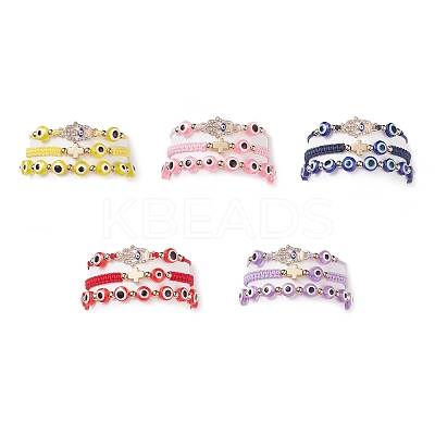 3Pcs 3 Style Resin Evil Eye Braided Bead Bracelets Set BJEW-JB08812-1