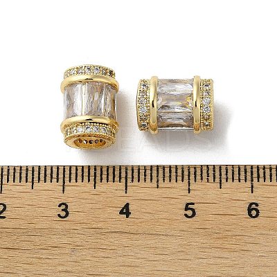 Brass Micro Pave Cubic Zirconia European Beads KK-F872-03G-1