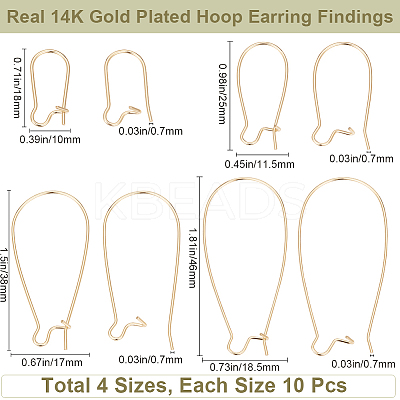 40Pcs 4 Styles Brass Hoop Earring Findings FIND-BBC0003-29-1