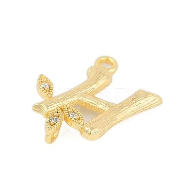 Brass Crystal Rhinestone Letter Links Connector Charms KK-S395-06G-H-1