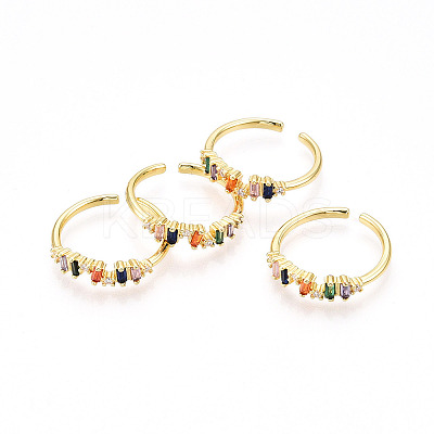 Brass Micro Pave Cubic Zirconia Cuff Rings for Women LS-KK-T070-110-1