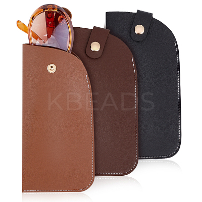 3Pcs 3 Colors PU Imitation Leather Slip-in Glasses Bag AJEW-PH0004-62-1