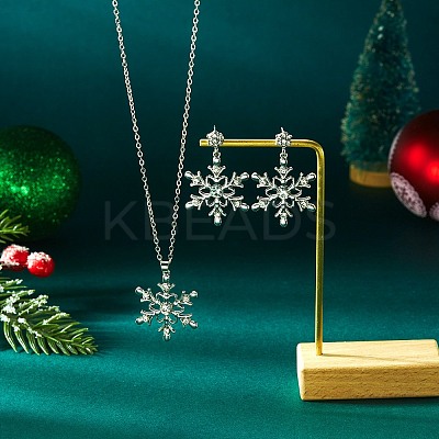 Alloy Rhinestone Snowflake Pendant Necklace & Stud Earrings Set for Women FS-WGDD9A4-06-1