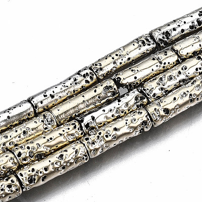 Electroplated Natural Lava Rock Beads Strands G-T114-76F-1